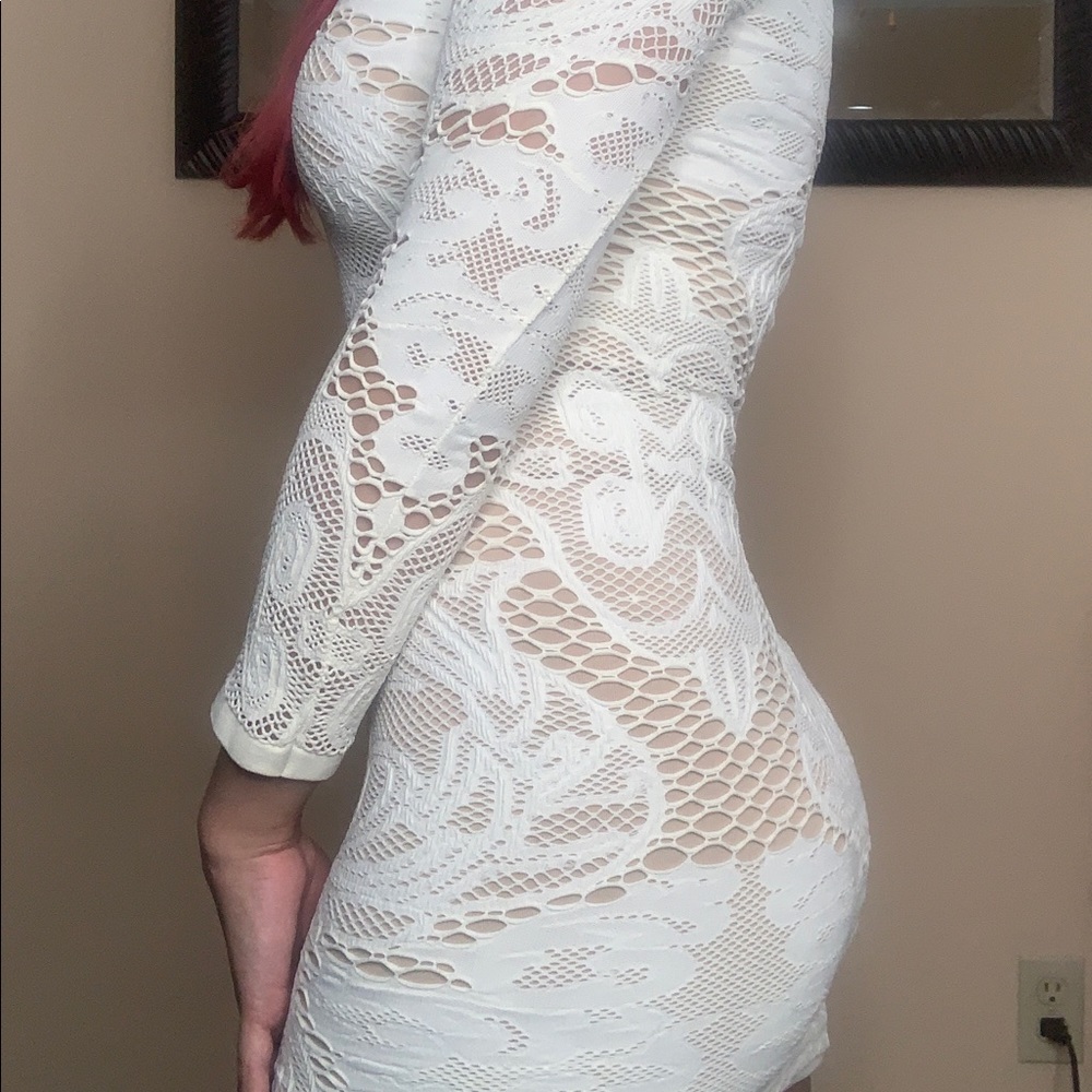 BEBE CROCHET WHITE DRESS